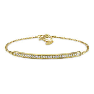 Cubic Zirconia & Gold Channel-Set Bar Bracelet.